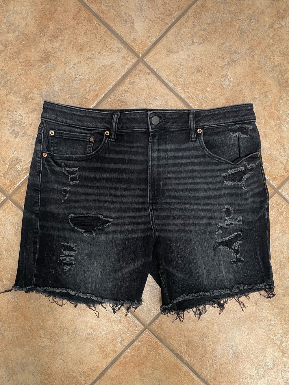 American Eagle Outfitters Black Distressed Cutoff Jean Shorts